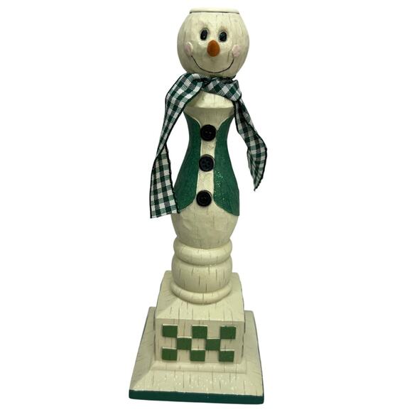 AVON Snowman Candleholder 2002 Country Snowfolks Snowman 9” - Picture 1 of 8